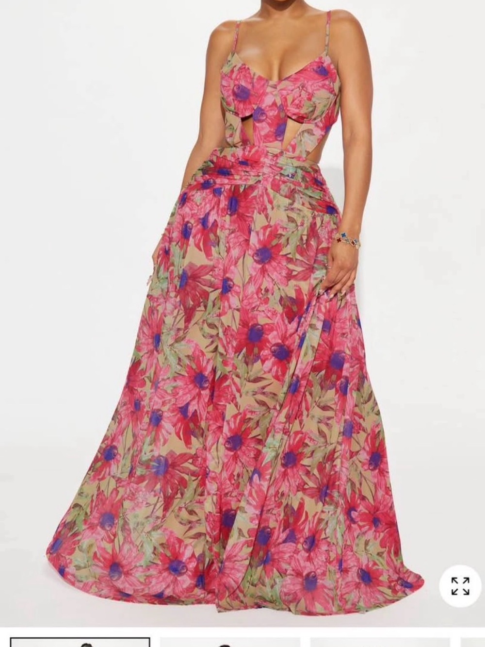 Fashion Nova Pink Floral A-Line Maxi Skirt